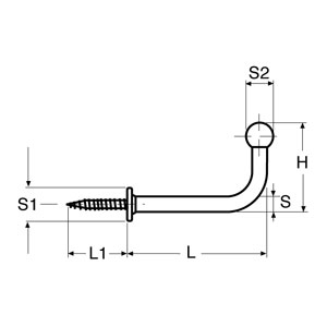 Haken lang, 33 mm