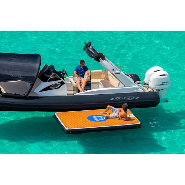 Decktent aufblasbare Plattform 250 x 150 cm weiß/teak