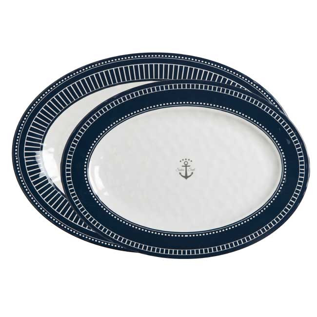 Marine Business "Sailor Soul" 2 Serviertplatten oval Melamin 41 x 29 cm und 35 x 26 cm Marine Business "Sailor Soul" 2 Serviertplatten oval Melamin 41 x 29 cm und 35 x 26 cm