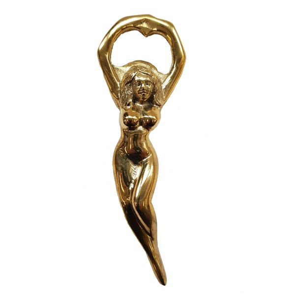 Flaschenöffner kleine Lady messing 12 cm Flaschenöffner kleine Lady messing 12 cm