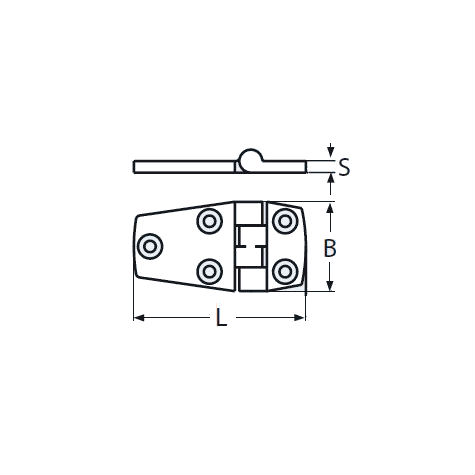 Scharnier Niro 4mm, 56 x 38 mm
