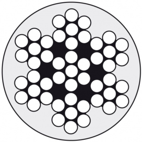 Niro-Relingsdrahtseil, Konstruktion 7x7, weiß ummantelt, 8mm