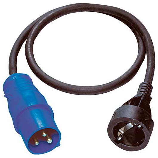 Adapterkabel CEE-Stecker und Schuko-Kupplung 1,5m Adapterkabel CEE-Stecker und Schuko-Kupplung 1,5m