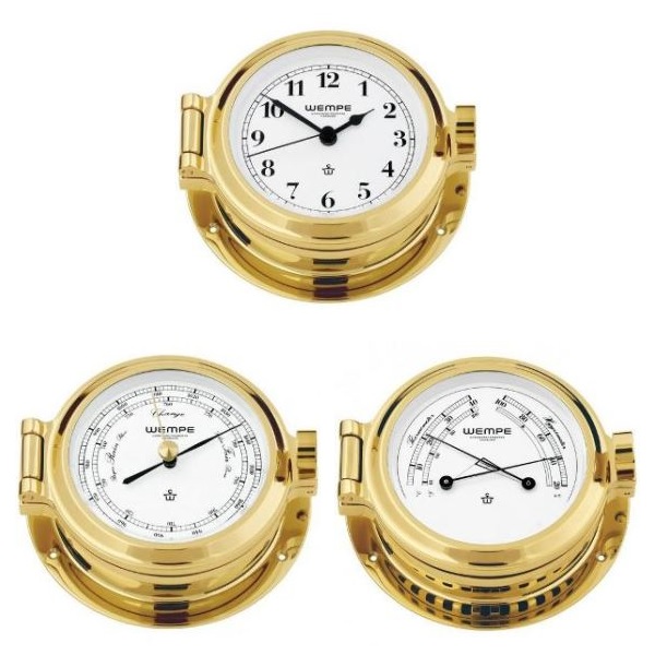 WEMPE Nautik Bullaugenuhr, arabische Ziffern, Messing