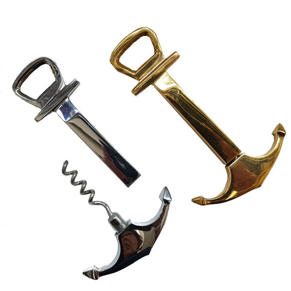 Flaschenöffner - Korkenzieher Anker messing 13 cm Flaschenöffner - Korkenzieher Anker messing 13 cm