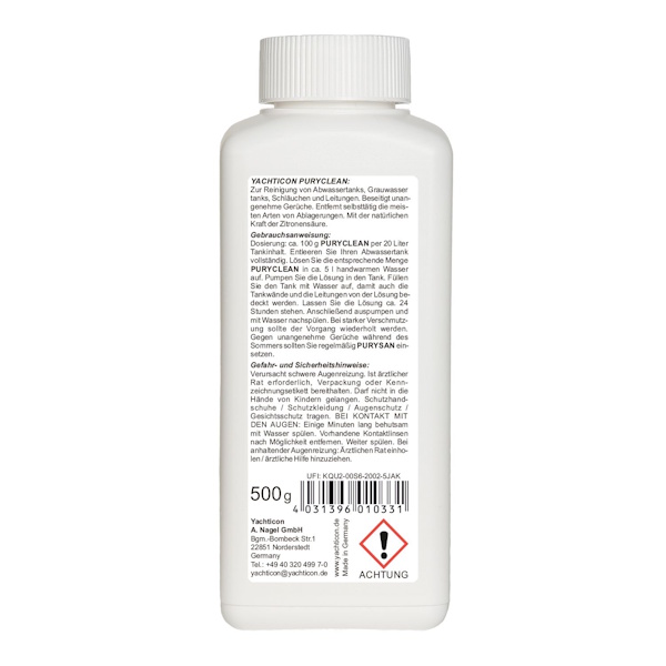 Yachticon PURY CLEAN Reiniger für Abwasser- und Grauwassertank 500 g